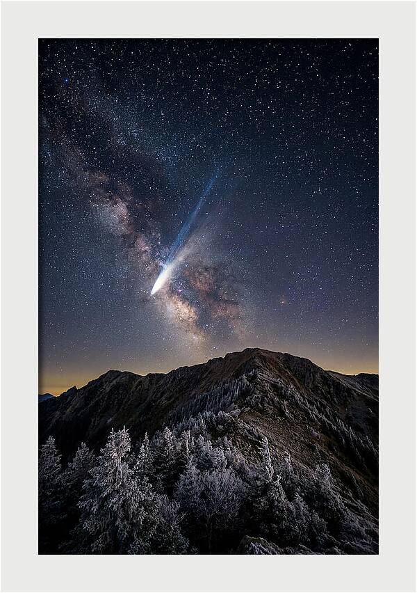 Comet Tail Over Majestic Peaks