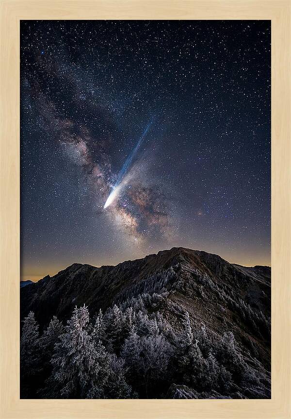 Comet Tail Over Majestic Peaks