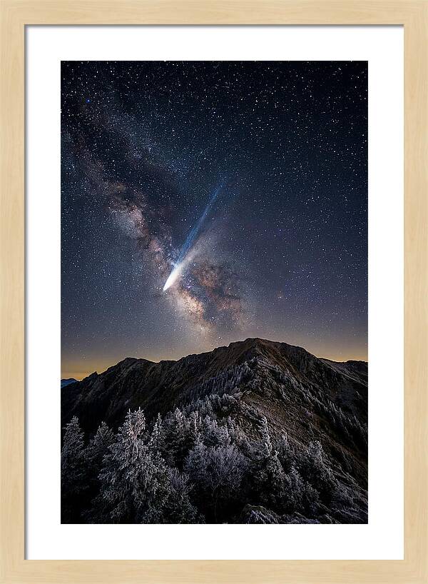 Comet Tail Over Majestic Peaks