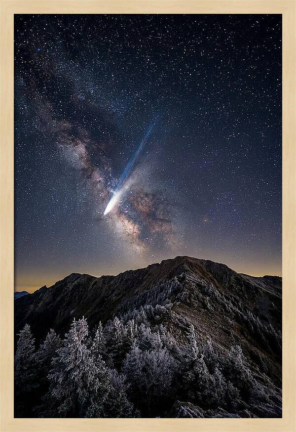 Comet Tail Over Majestic Peaks