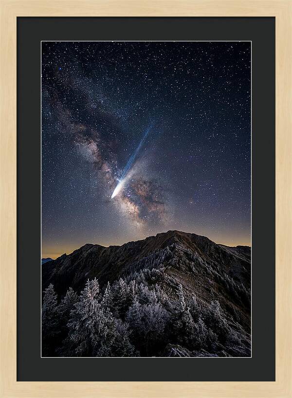 Comet Tail Over Majestic Peaks