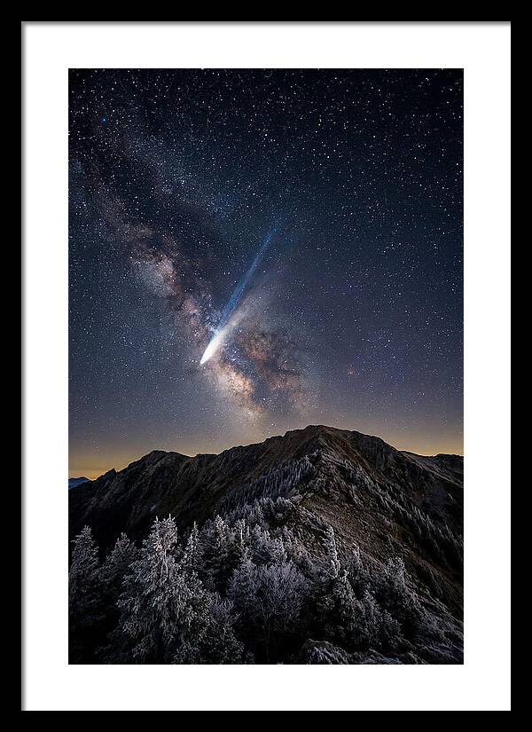 Comet Tail Over Majestic Peaks