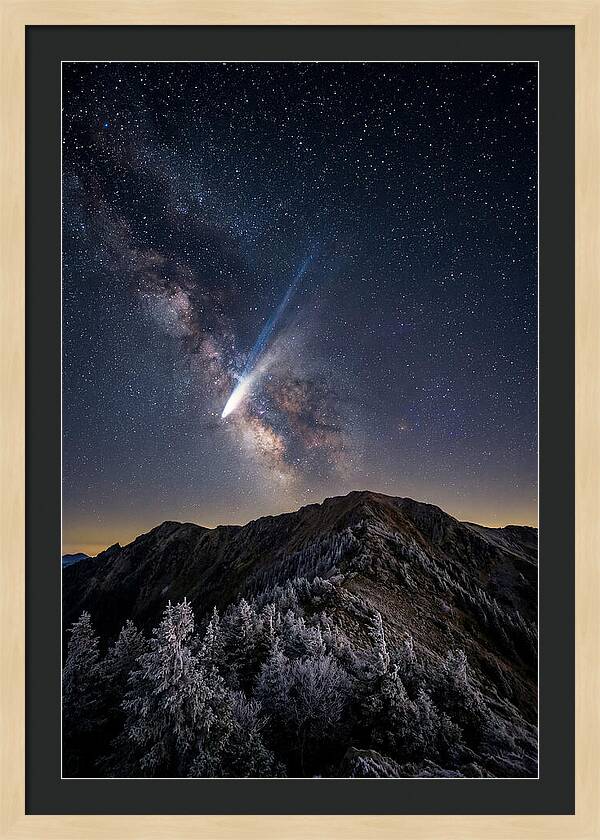 Comet Tail Over Majestic Peaks