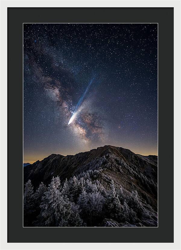 Comet Tail Over Majestic Peaks