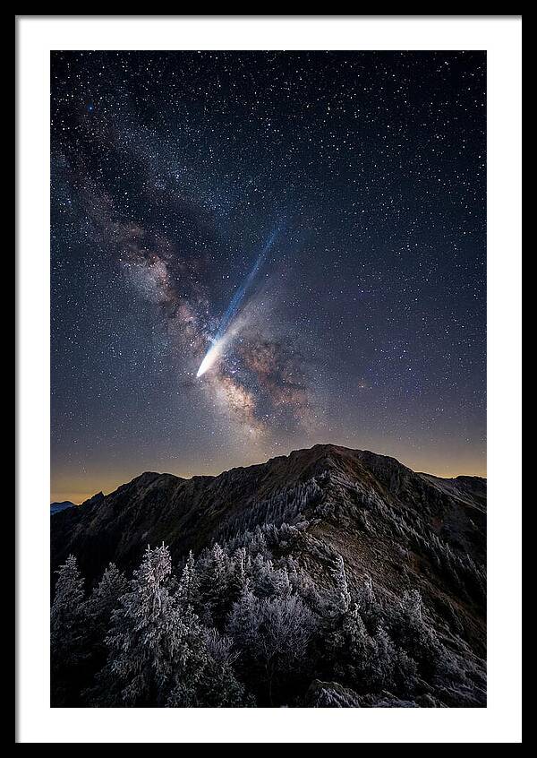 Comet Tail Over Majestic Peaks
