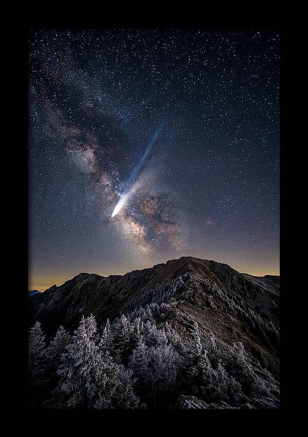 Comet Tail Over Majestic Peaks