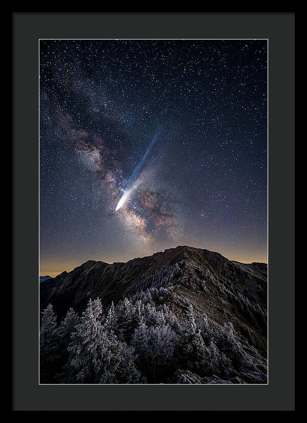 Comet Tail Over Majestic Peaks