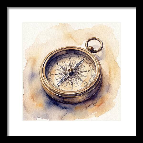 Compass In Watercolor