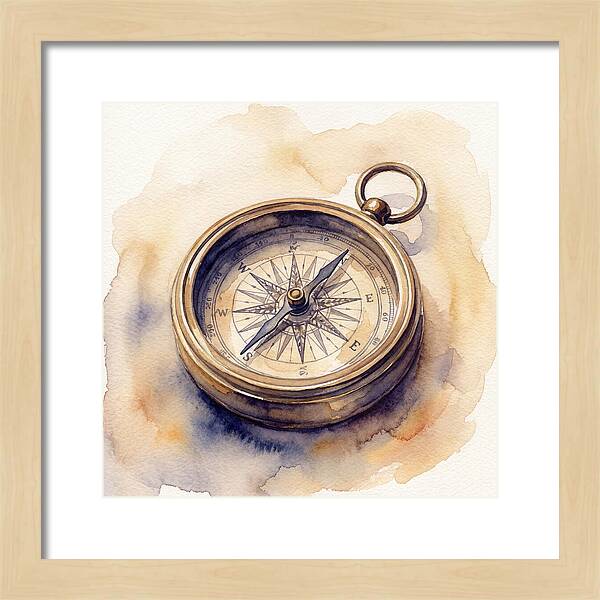Compass In Watercolor