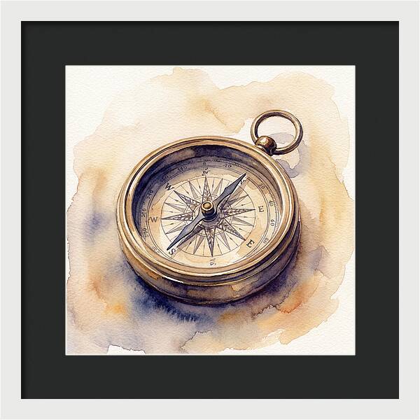 Compass In Watercolor