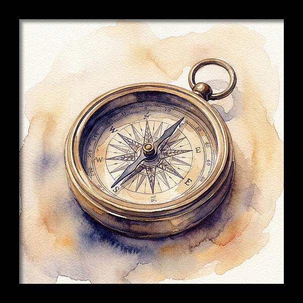 Compass In Watercolor