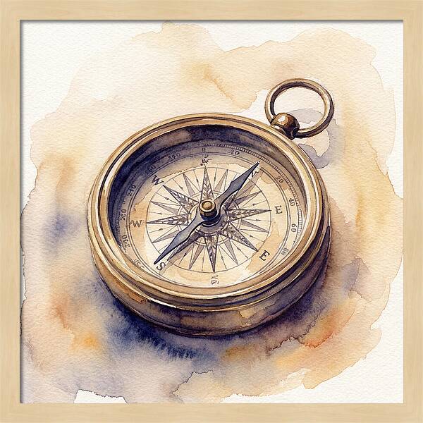 Compass In Watercolor