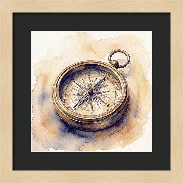 Compass In Watercolor