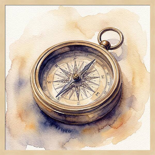Compass In Watercolor