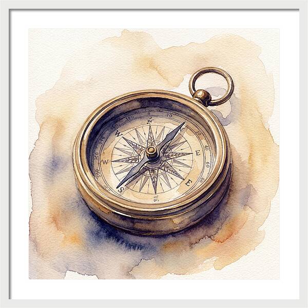 Compass In Watercolor