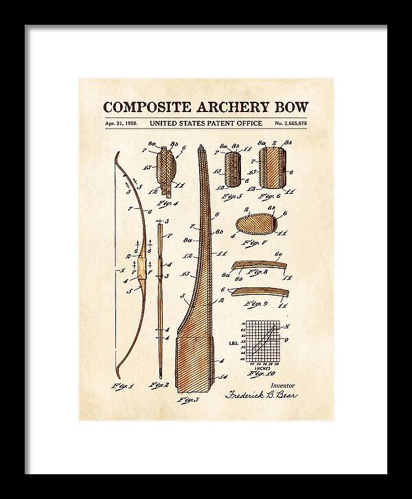 Composite Archery Bow Bear Watercolor Patent Us2665678a