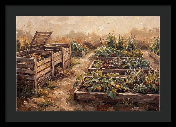 Compost Bins Beside Productive Garden