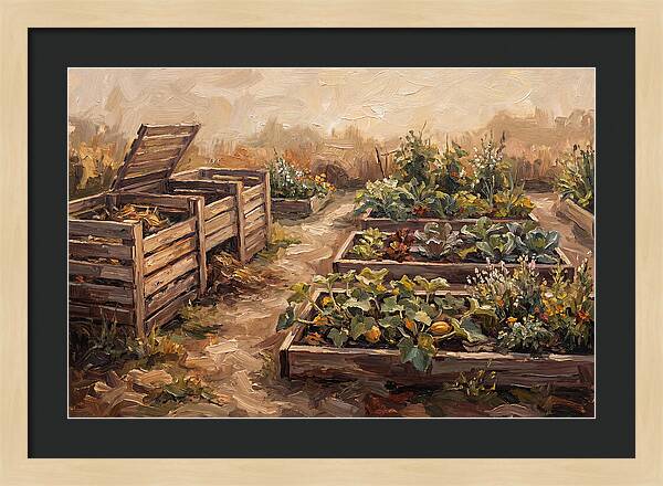 Compost Bins Beside Productive Garden