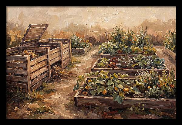 Compost Bins Beside Productive Garden