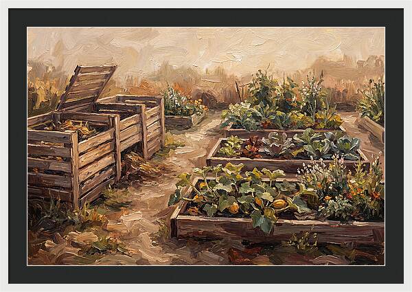 Compost Bins Beside Productive Garden