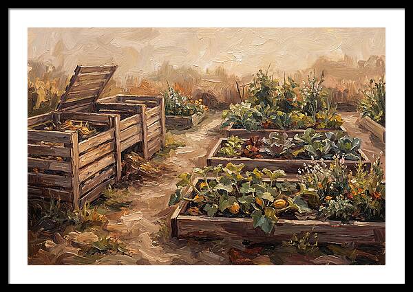 Compost Bins Beside Productive Garden