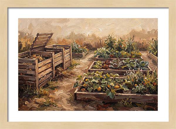 Compost Bins Beside Productive Garden
