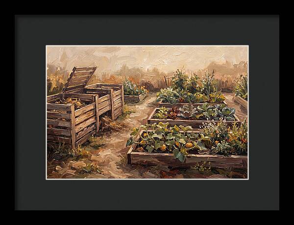Compost Bins Beside Productive Garden