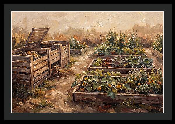 Compost Bins Beside Productive Garden