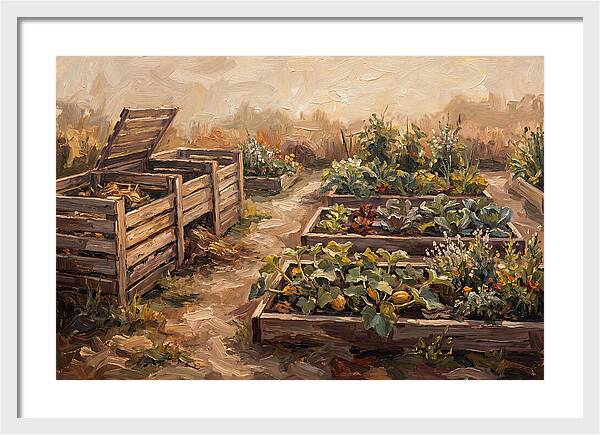 Compost Bins Beside Productive Garden
