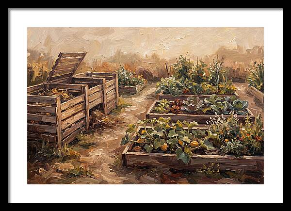 Compost Bins Beside Productive Garden