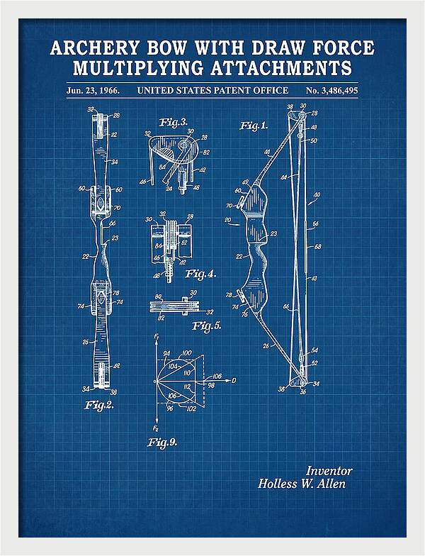 Compound Archery Bow Blueprint Patent Us3486495a