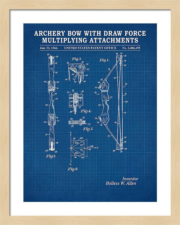 Compound Archery Bow Blueprint Patent Us3486495a