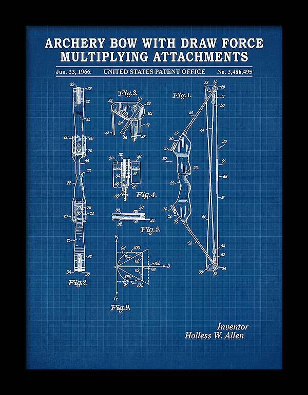 Compound Archery Bow Blueprint Patent Us3486495a