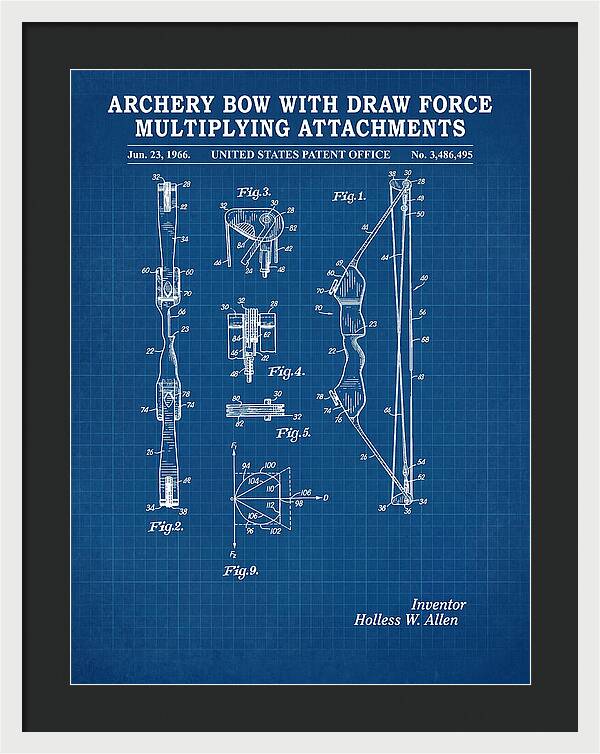 Compound Archery Bow Blueprint Patent Us3486495a