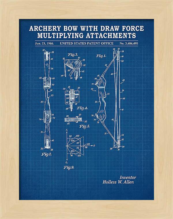 Compound Archery Bow Blueprint Patent Us3486495a
