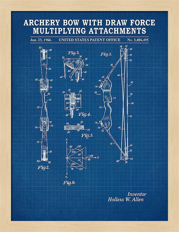 Compound Archery Bow Blueprint Patent Us3486495a