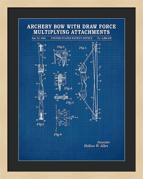 Compound Archery Bow Blueprint Patent Us3486495a