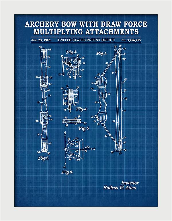 Compound Archery Bow Blueprint Patent Us3486495a