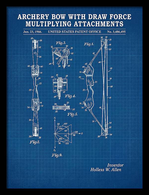 Compound Archery Bow Blueprint Patent Us3486495a
