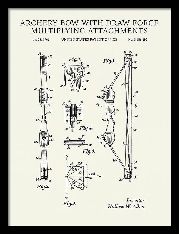 Compound Archery Bow Minimalist Patent Us3486495a