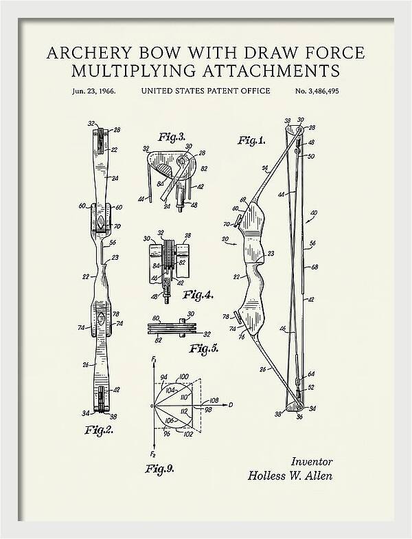 Compound Archery Bow Minimalist Patent Us3486495a