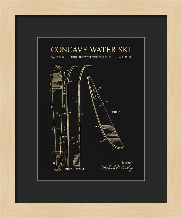 Concave Water Ski Gold Patent Us3173161a