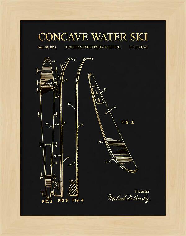 Concave Water Ski Gold Patent Us3173161a