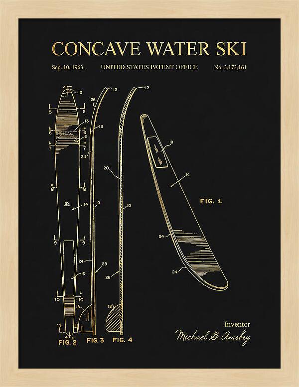 Concave Water Ski Gold Patent Us3173161a