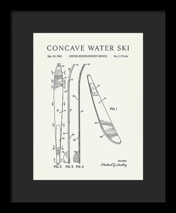 Concave Water Ski Minimalist Patent Us3173161a