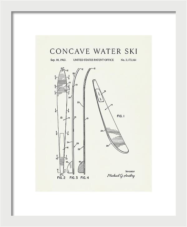 Concave Water Ski Minimalist Patent Us3173161a