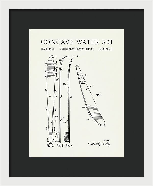 Concave Water Ski Minimalist Patent Us3173161a