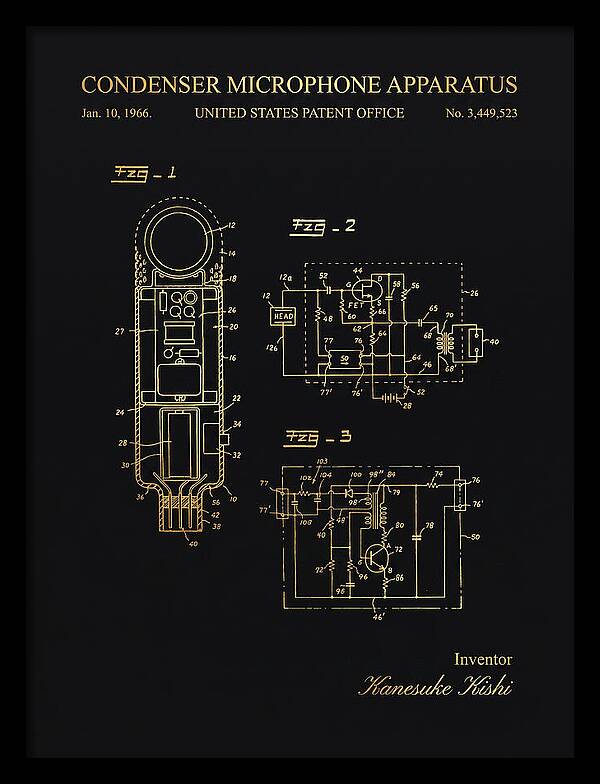 Condenser Microphone Apparatus Gold Patent Us3449523a