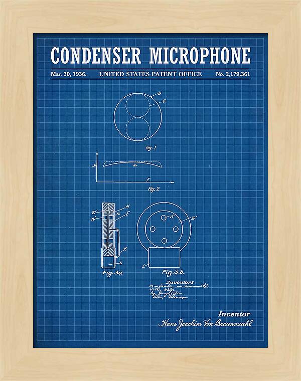 Condenser Microphone Blueprint Patent Us2179361a