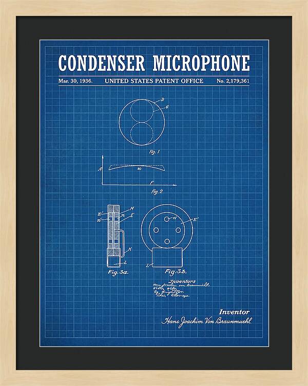 Condenser Microphone Blueprint Patent Us2179361a